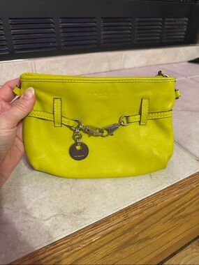 Nannini bright mustard yellow Leather Wristlet with Silver Charm